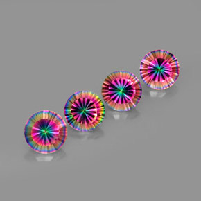  карата, натуральный Радужный верх Мистический кварц, Огранка Круг, VVS-VS