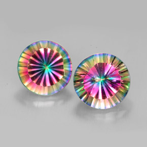  карата, натуральный Радужный верх Мистический кварц, Огранка Круг, VVS-VS