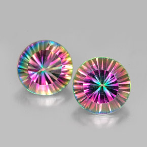  карата, натуральный Радужный верх Мистический кварц, Огранка Круг, VVS-VS