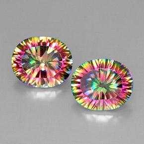  карата, натуральный Радужный верх Мистический кварц, Огранка Овал, VVS-VS