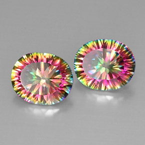  карата, натуральный Радужный верх Мистический кварц, Огранка Овал, VVS-VS