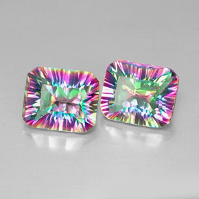  карата, натуральный Радужный верх Мистический кварц, Изумрудная огранка, VVS-VS