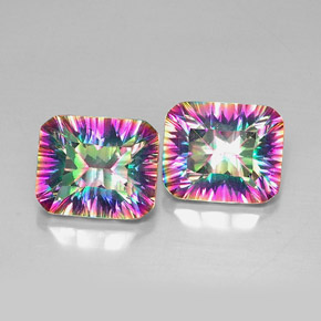  карата, натуральный Радужный верх Мистический кварц, Изумрудная огранка, Чистота VVS