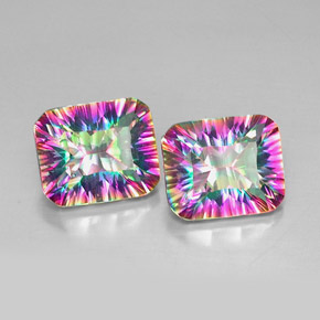  карата, натуральный Радужный верх Мистический кварц, Изумрудная огранка, Чистота VVS