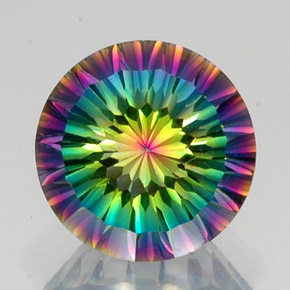 9.54 карата, натуральный Радужный верх Мистический кварц, Огранка Круг, VVS-VS