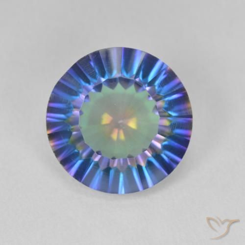 5.11ct Натуральный Многоцветный синий Мистический кварц, Круглый, Чистота VS