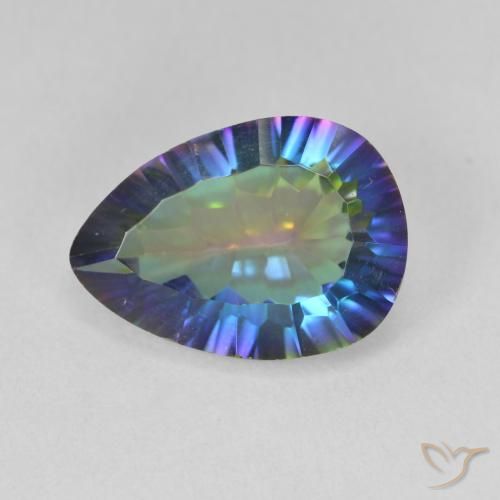 4.85ct Натуральный Многоцветный синий Мистический кварц, Форма груши, Чистота VS