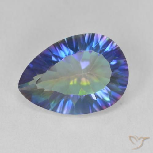 4.89ct Натуральный Многоцветный синий Мистический кварц, Форма груши, VVS-VS