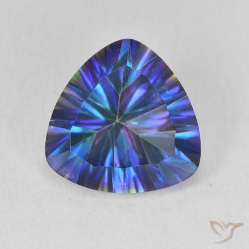 3.10ct Натуральный Многоцветный синий Мистический кварц, Триллион, VVS-VS