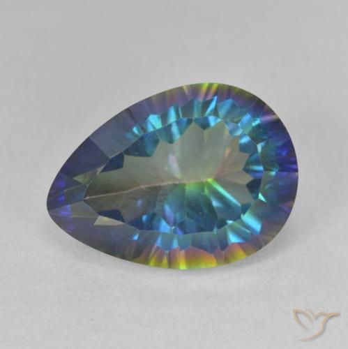 6.28ct Натуральный Многоцветный синий Мистический кварц, Форма груши, VVS-VS