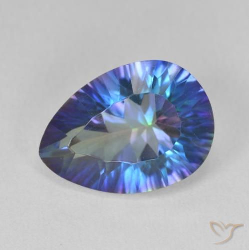 5.37ct Натуральный Многоцветный синий Мистический кварц, Форма груши, VVS-VS