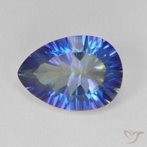 5.04ct Натуральный Многоцветный синий Мистический кварц, Форма груши, VVS-VS