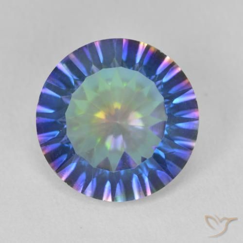 5.24ct Натуральный Многоцветный синий Мистический кварц, Круглый, VVS-VS