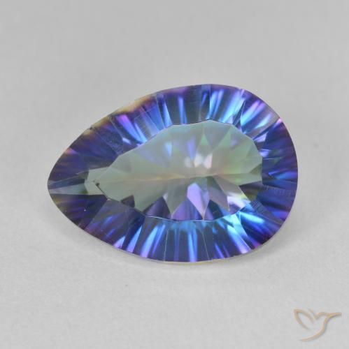 4.96ct Натуральный Многоцветный синий Мистический кварц, Форма груши, VVS-VS