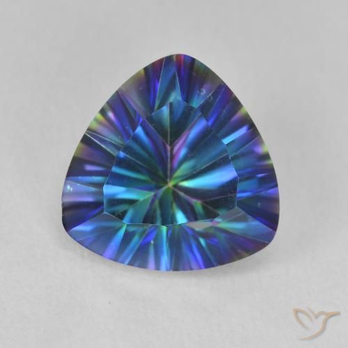 2.97ct Натуральный Многоцветный синий Мистический кварц, Триллион, VVS-VS