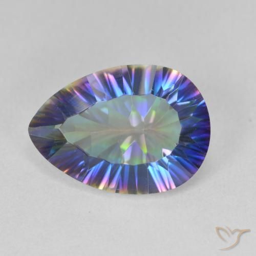 4.73ct Натуральный Многоцветный синий Мистический кварц, Форма груши, VVS-VS
