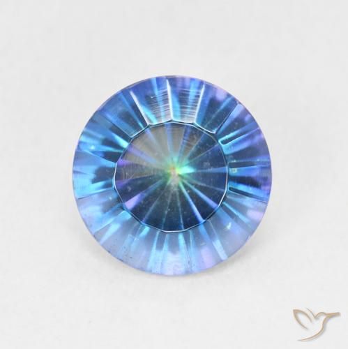 1.72ct Натуральный Многоцветный синий Мистический кварц, Круглый, VVS-VS