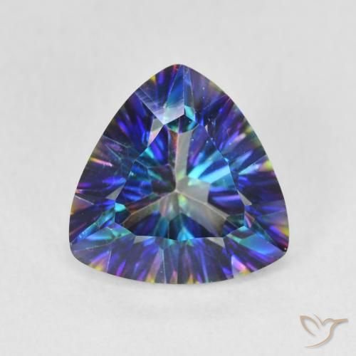 3.01ct Натуральный Многоцветный синий Мистический кварц, Триллион, Чистота VS