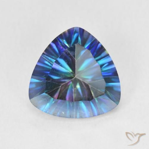 2.85ct Натуральный Многоцветный синий Мистический кварц, Триллион, Чистота VS