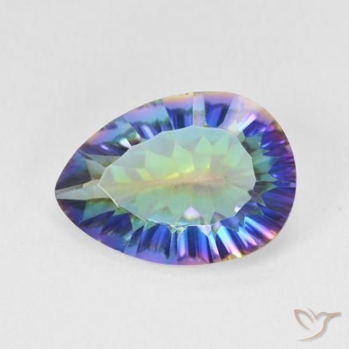 4.68ct Натуральный Многоцветный синий Мистический кварц, Форма груши, Чистота VS