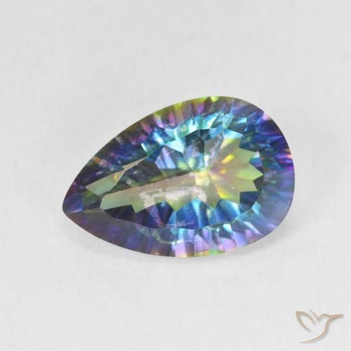 3.17ct Натуральный Многоцветный синий Мистический кварц, Форма груши, Чистота VS