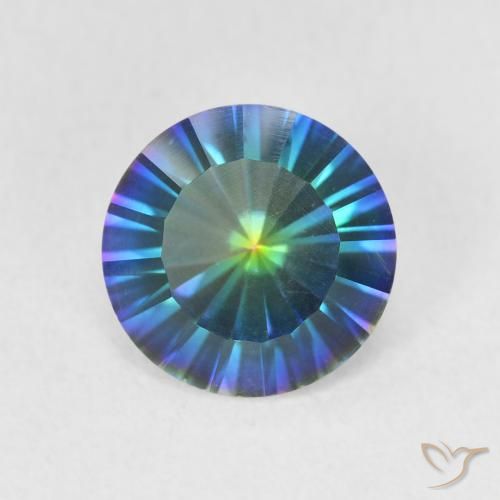 1.58ct Натуральный Многоцветный синий Мистический кварц, Круглый, Чистота VVS
