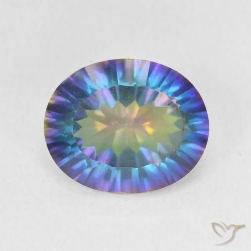 3.21ct Натуральный Многоцветный синий Мистический кварц, Овал, Чистота VS