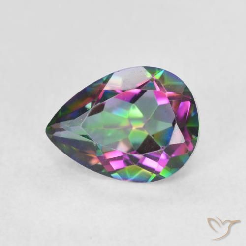 1.09ct Натуральный Многоцветный Мистический кварц, Форма груши, Чистота VVS