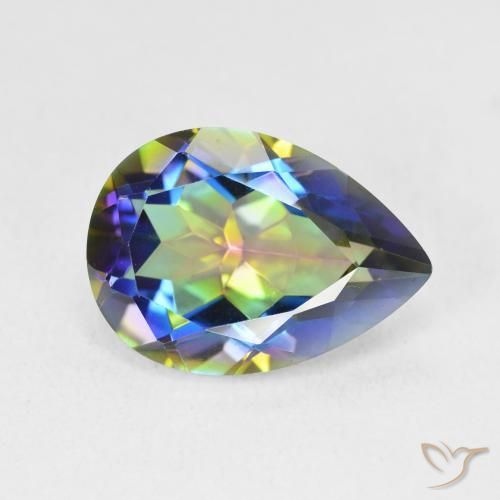 5.07ct Натуральный Многоцветный Мистический кварц, Форма груши, Чистота VVS