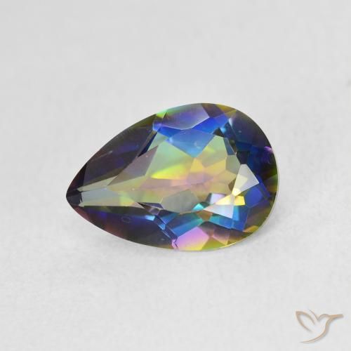 1.74ct Натуральный Многоцветный Мистический кварц, Форма груши, Чистота VVS