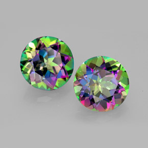  карата, натуральный Радужный верх Мистический топаз, Огранка Круг, VVS-VS