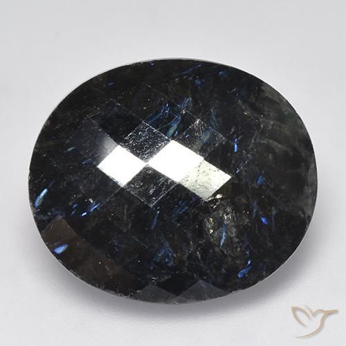 27.57ct Натуральный Черный с голубым блеском Нуумит, Овал, Непрозрачный