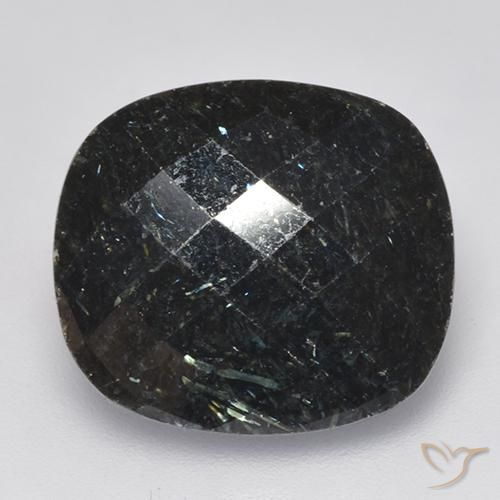 13.34ct Натуральный Черный с голубым блеском Нуумит, Подушка, Непрозрачный