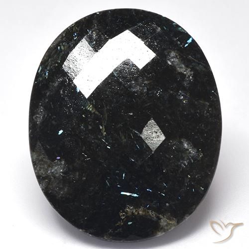 44.57ct Натуральный Черный с голубым блеском Нуумит, Овал, Непрозрачный