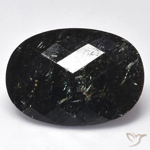 26.97ct Натуральный Черный с голубым блеском Нуумит, Овал, Непрозрачный