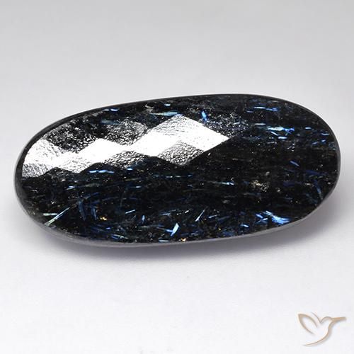 44.38ct Натуральный Черный с голубым блеском Нуумит, Овал, Непрозрачный