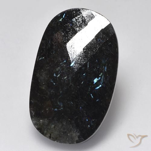 24.26ct Натуральный Черный с голубым блеском Нуумит, Овал, Непрозрачный