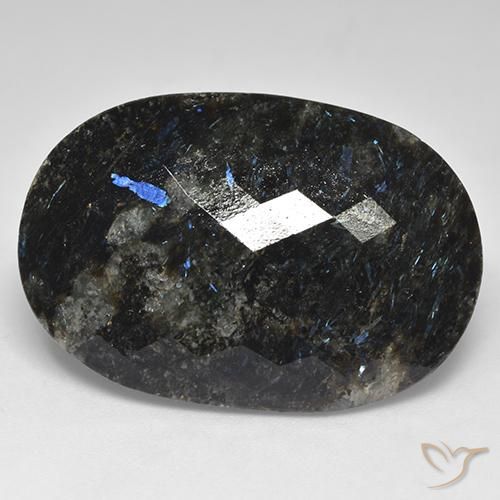 28.03ct Натуральный Черный с голубым блеском Нуумит, Овал, Непрозрачный