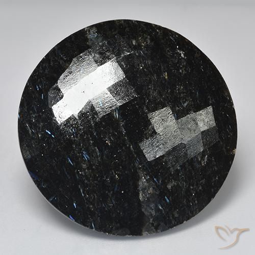 50.90ct Натуральный Черный с голубым блеском Нуумит, Круглый, Непрозрачный