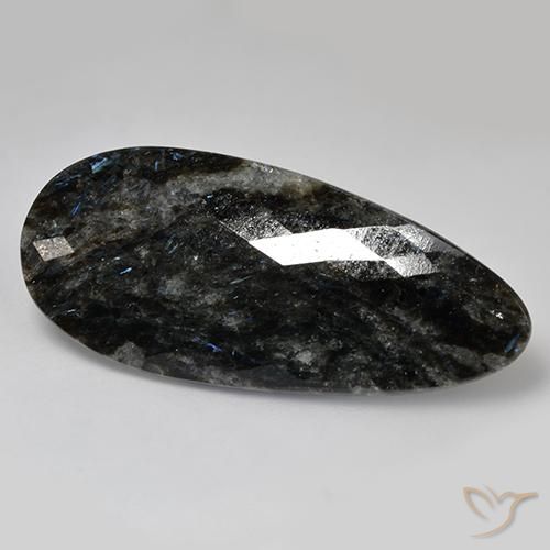 35.82ct Натуральный Черный с голубым блеском Нуумит, Форма груши, Непрозрачный