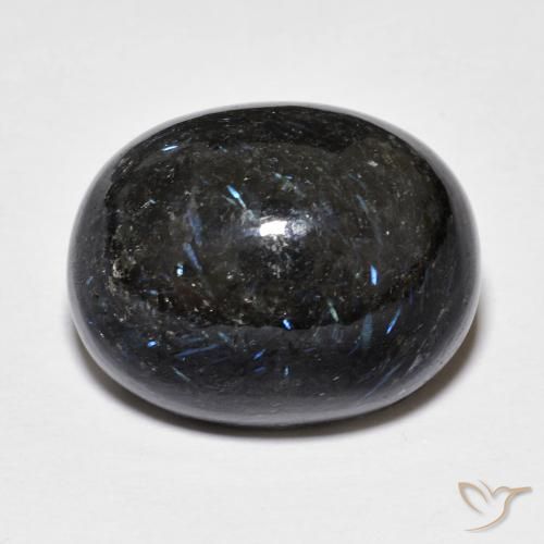 22.55ct Натуральный Черный с голубым блеском Нуумит, Овал, Непрозрачный