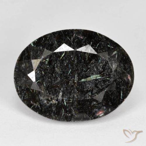 22.20ct Натуральный Черный с голубым блеском Нуумит, Овал, Непрозрачный