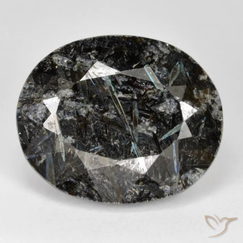 31.63ct Натуральный Черный с голубым блеском Нуумит, Овал, Непрозрачный