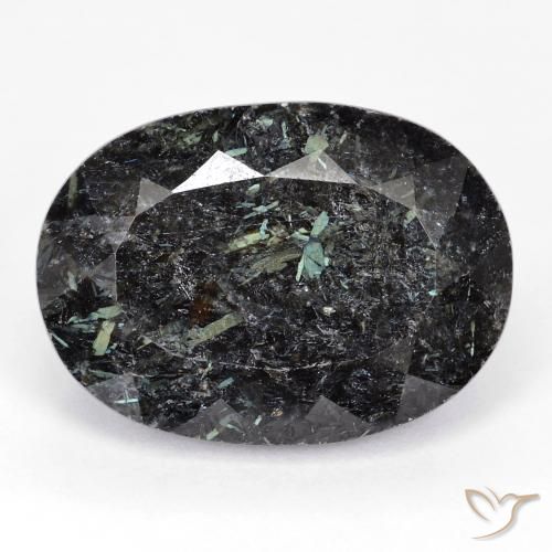 29.76ct Натуральный Черный с голубым блеском Нуумит, Овал, Непрозрачный