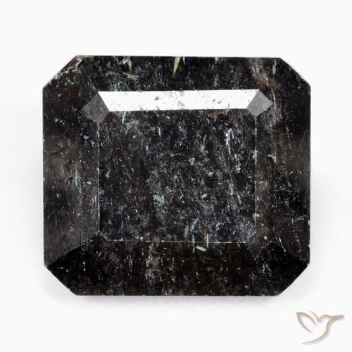 26.45ct Натуральный Черный с голубым блеском Нуумит, Изумрудная огранка, Непрозрачный
