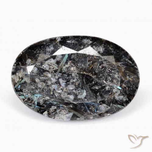 21.56ct Натуральный Черный с голубым блеском Нуумит, Овал, Непрозрачный