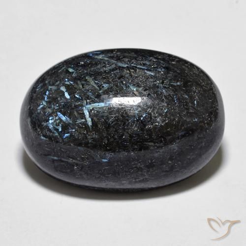 20.13ct Натуральный Черный с голубым блеском Нуумит, Овал, Непрозрачный