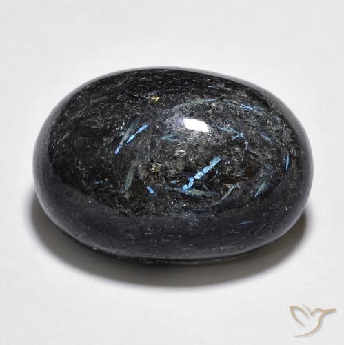 25.34ct Натуральный Черный с голубым блеском Нуумит, Овал, Непрозрачный