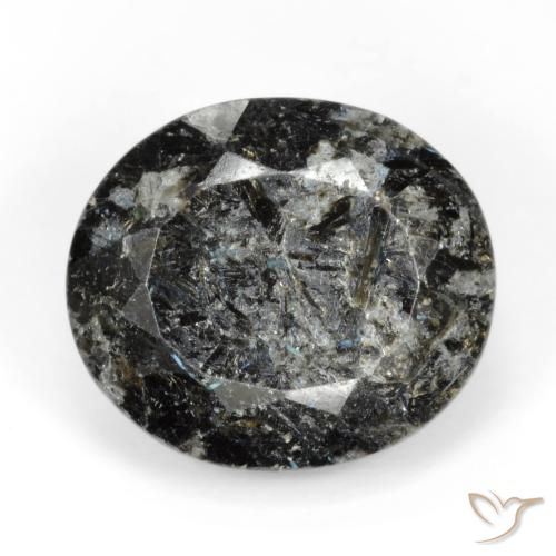 15.51ct Натуральный Черный с голубым блеском Нуумит, Овал, Непрозрачный
