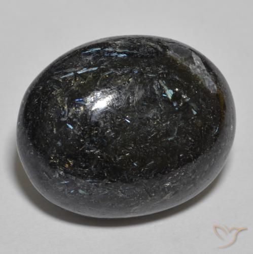 24.48ct Натуральный Черный с голубым блеском Нуумит, Овал, Непрозрачный